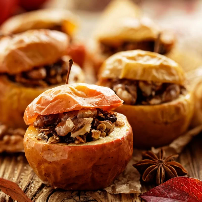 תפוחים אפויים במילוי צימוקים, אגוזי מלך וקינמון